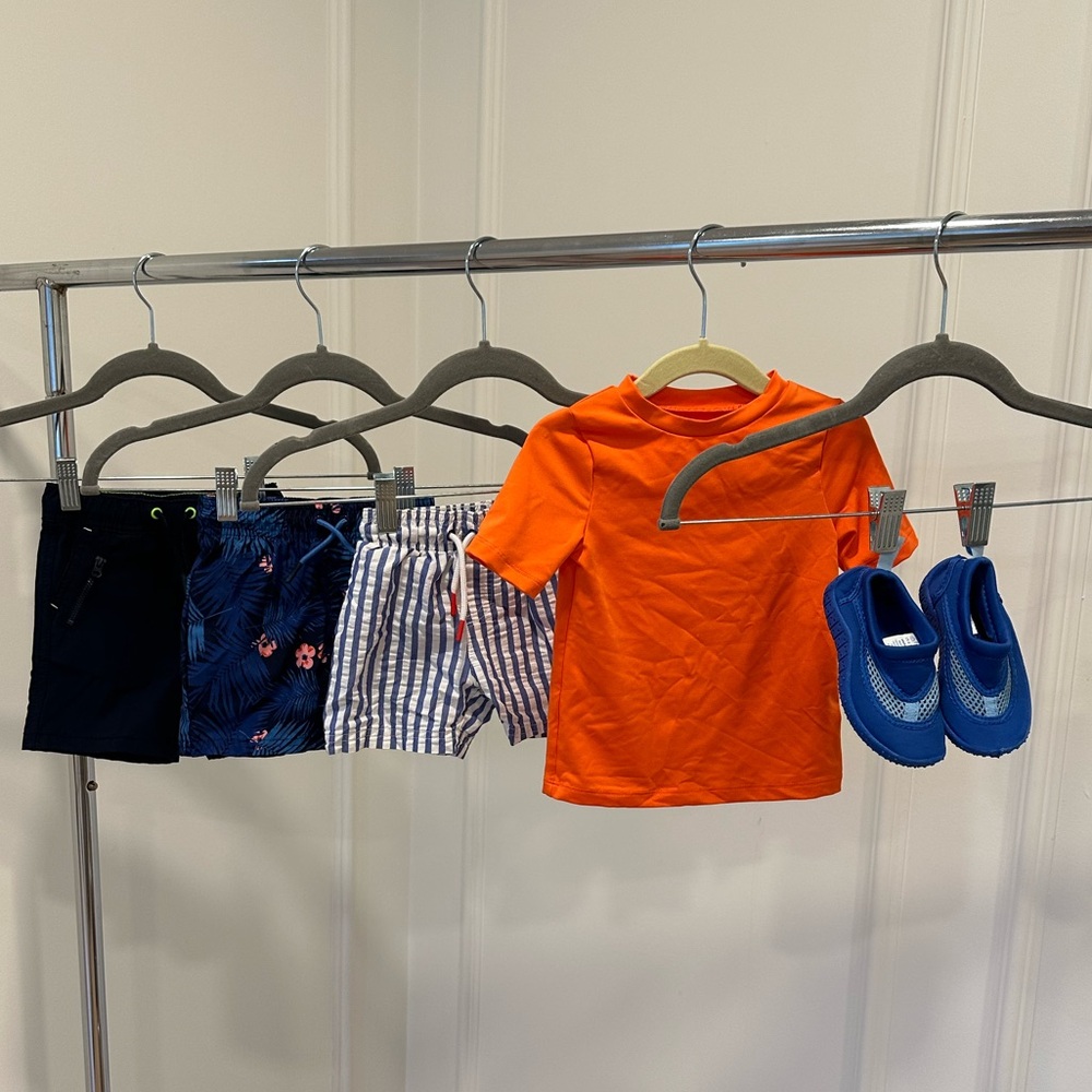 Cat & Jack Kids Swim Trunks - Blue and White Stripes